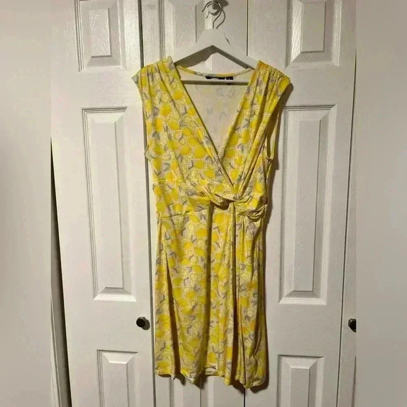 🍋 Lands' End Lemon Print Dress | Sunny Yellow | Size L - Picture 1 of 4